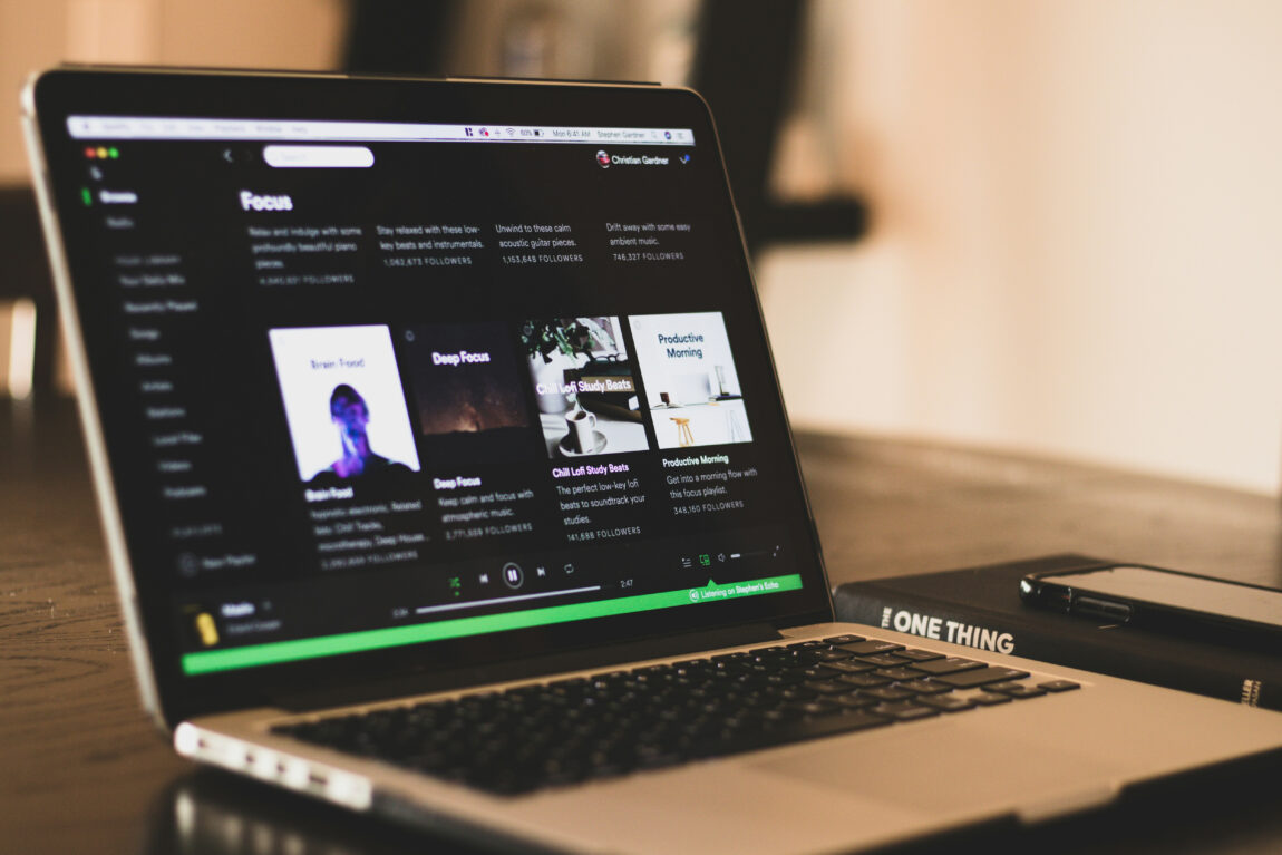 Laptop displaying Spotify's